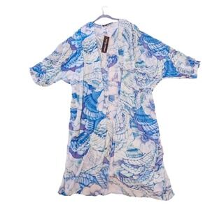 Wendy Williams Collection Kimono Duster Blue Beachy Coastal Boho Lagan 3x Nwt